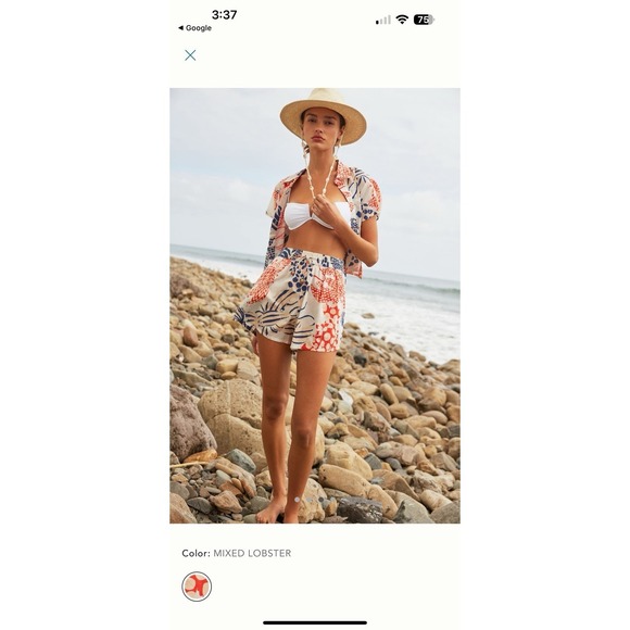 Farm Rio Mixed Lobster Print Short Size S - Picture 13 of 14